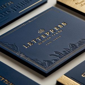 Create A High Quality Premium Style Image Of Letterpress Business Cards With Eye Catching Visual Effects Rich Details And A Professional Finish That Highlights The Products Elegance And Appeal 1 1