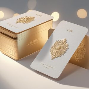 Create A High Quality Premium Style Image Of Luxe MiniCards With Eye Catching Visual Effects Rich Details And A Professional Finish That Highlights The Products Elegance And Appeal