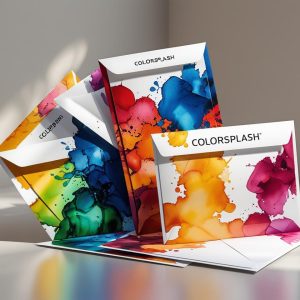 Create A High Quality Premium Style Image Of Medium ColorSplash Envelopes With Eye Catching Visual Effects Rich Details And A Professional Finish That Highlights The Products Elegance And Appeal 1 1