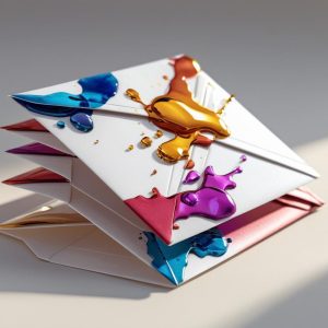Create A High Quality Premium Style Image Of Small ColorSplash Envelopes With Eye Catching Visual Effects Rich Details And A Professional Finish That Highlights The Products Elegance And Appeal 8